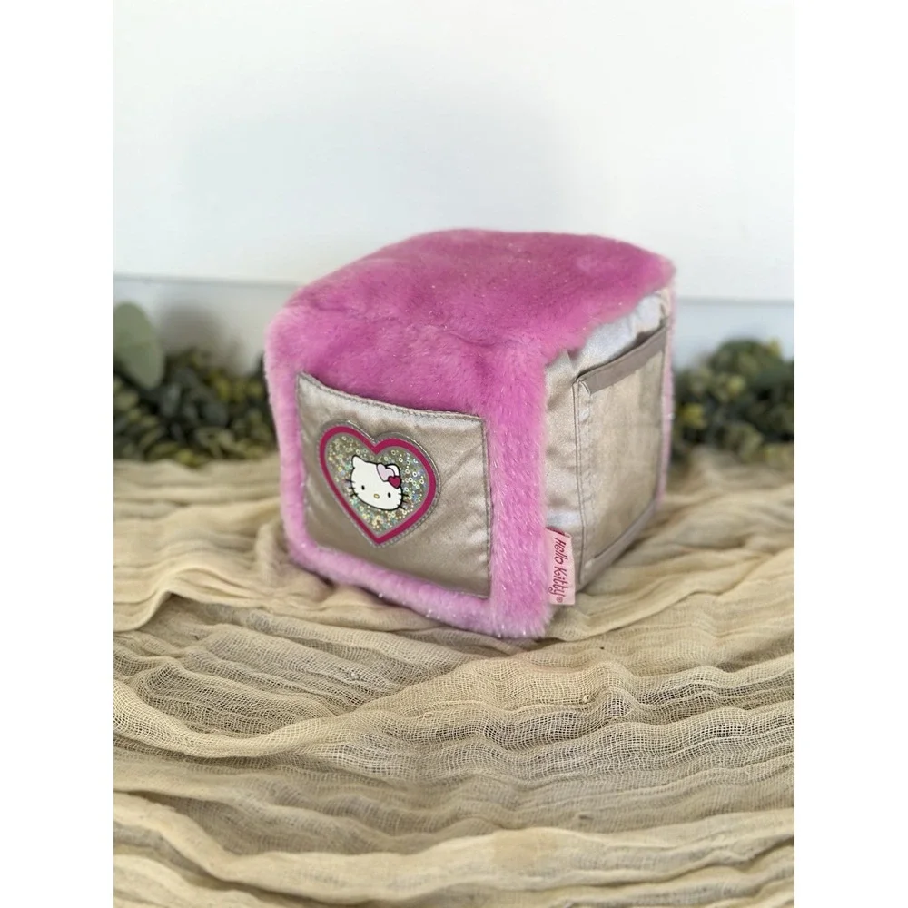 2001 Sanrio Hello Kitty Cube Pillow Plush Silver Pink Heart Fab Photo Sleeve 6